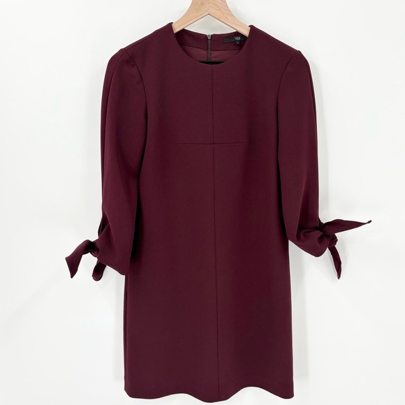 Tibi Women’s Dress Size 2 Plum Shift Tie Sleeves - Picture 1 of 5